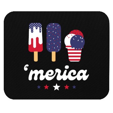 Discover Ice Cream Patriotic Popsicles US Flag Merica Mouse Pads