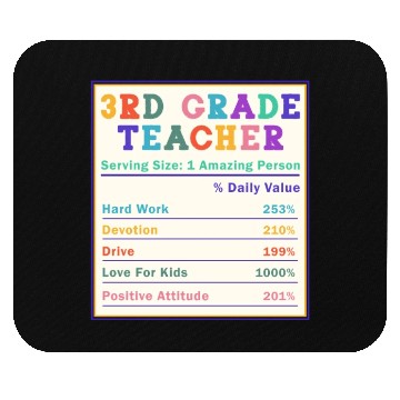 Discover 3rd Grade Teacher Nutrition Facts Mouse Pads