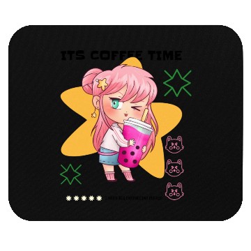 Discover Funny and Cute It's Coffee Time Mouse Pads