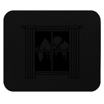 Discover curtain moon mountains window Mouse Pads