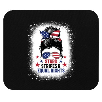 Discover USA Messy Bun Bleached Stars Stripes Equal Rights Mouse Pads