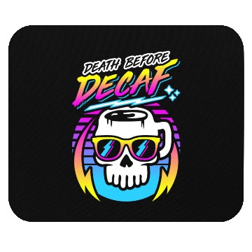 Discover Death Before Decaf (Skull Mug) Retro Neon 80s 90s Mouse Pads
