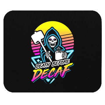 Discover Death Before Decaf (Gym Reaper) Retro Neon Mouse Pads