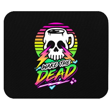 Discover Wake The Dead (Skull Mug) Retro Neon Synthwave 80s Mouse Pads
