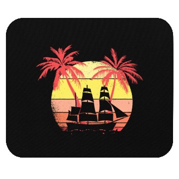 Discover Sail Ship Boat Summer Sunset 80s Palm Mouse Pads