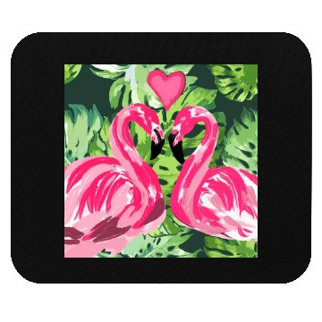 Discover Pink Flamingo Love Mouse Pads