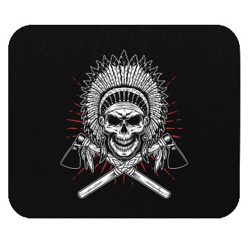 Discover Native American Chief Skull Axe Mouse Pads