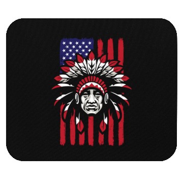 Discover Native American Chief US Flag Indian Mouse Pads