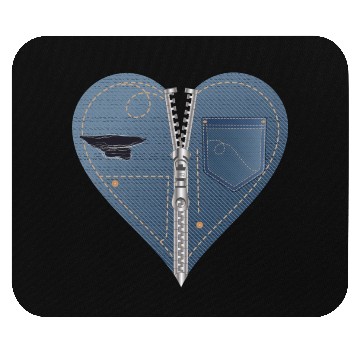 Discover light blue heart in jeans look with zipper Mouse Pads