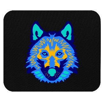 Discover blue wolf face Mouse Pads