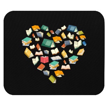 Discover Book Lover Heart Shape Bookish Gift For Librarian Mouse Pads