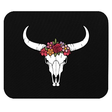 Discover Floral bull skull Mouse Pads