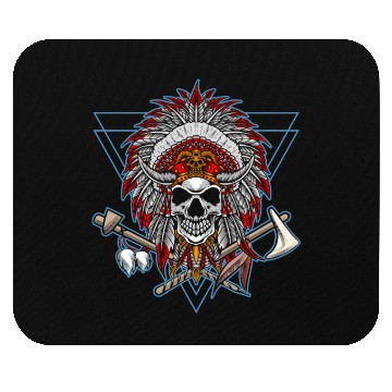 Discover Native American Chief Skull Axe Mouse Pads