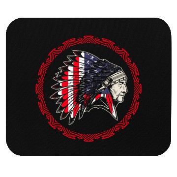 Discover Native American Chief US Flag Indian Mouse Pads