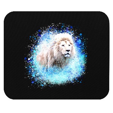 Discover lion,graffiti,painting,blue,white lion Mouse Pads