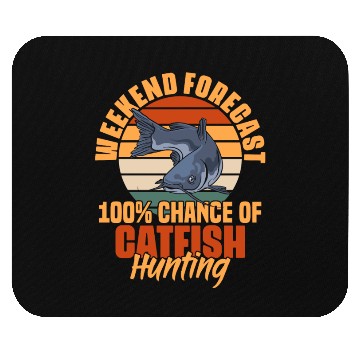 Discover Weekend Forecast 100% Chance Funny Catfish Fishing Mouse Pads