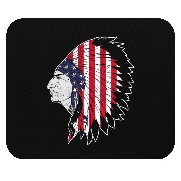 Discover US Flag Native American Chief Traditional Indian Mouse Pads