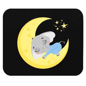 Discover cute elephant sleeping in the moon Mouse Pads
