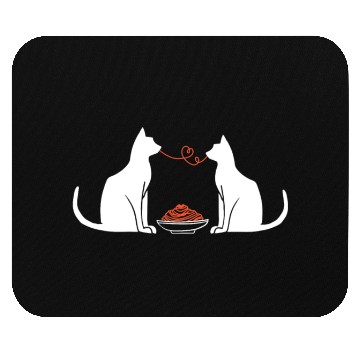 Discover Funny Valentines Day Cat Lover Eating Spaghetti Mouse Pads