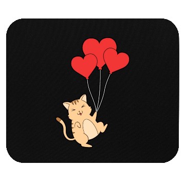 Discover Funny Valentines Day Cat Lover Heart Ballons Kitty Mouse Pads