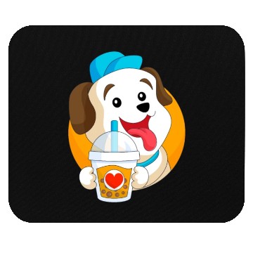Discover Kawaii Dog Loves Mouse Pads Boba Tea Bubble Tea Anime