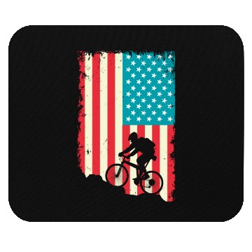 Discover mountain biking american flag Mouse Pads