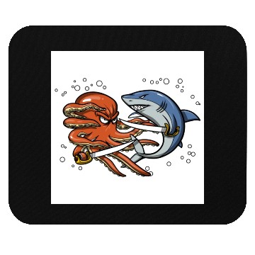 Discover Octopus Shark Pirate Battle Mouse Pads