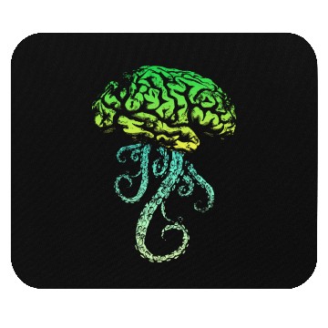 Discover Brain with Tentacles Green Mouse Pads