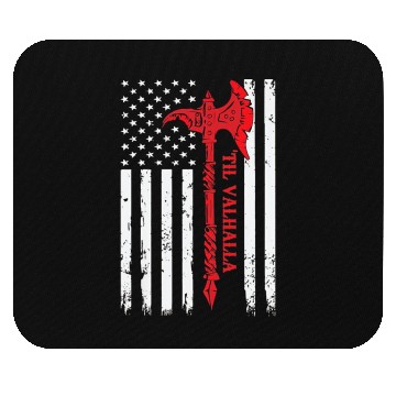 Discover American Flag Viking Axe Til Valhalla Mouse Pads