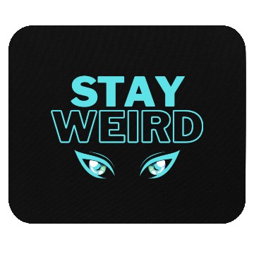 Discover stay weird teal blue Mouse Pads