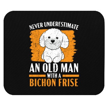Discover Never Underestimate An Old Man With A Bichon Frise Mouse Pads