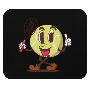 Discover funky tennis ball walking cartoon face retro style Mouse Pads