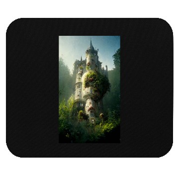 Discover An old abandoned castle in the jungle. Green Mouse Pads