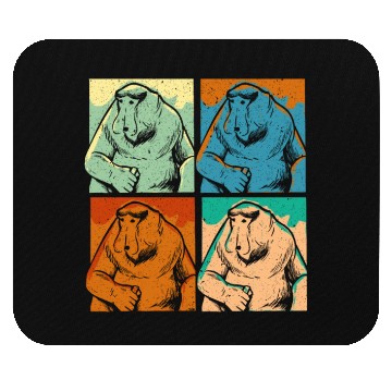 Discover Retro Proboscis Monkey Ape Wildlife Zookeeper Mouse Pads