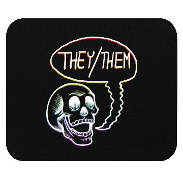 Discover LGBTQ+ Rainbow Pride They Them Pronouns Skull Mouse Pads