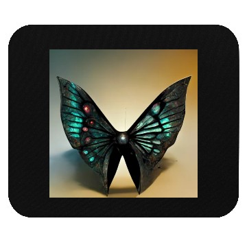 Discover Black and Cyan Metal Butterfly Mouse Pads