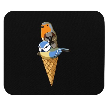 Discover Funny Birds Ice Cream Robin, Blue Tit and House Mouse Pads