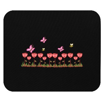 Discover red roses line butterfly nature grass Mouse Pads