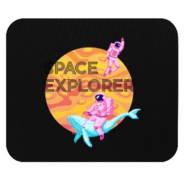 Discover Space Explorer Two Astronauts and A Blue Whale Mouse Pads