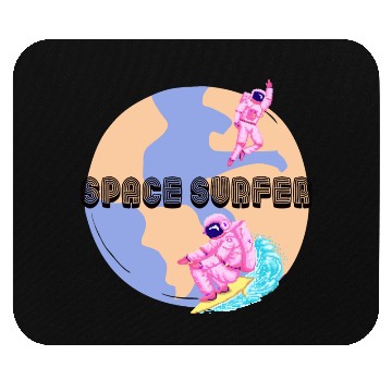 Discover Space Surfer Two Astronauts and Planet Earth Mouse Pads