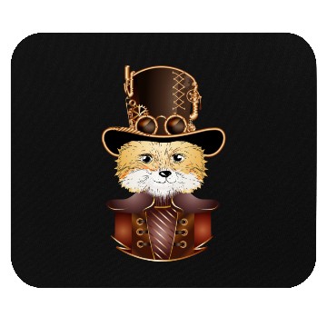 Discover Steampunk fox with ancient cylinder hat look Mouse Pads