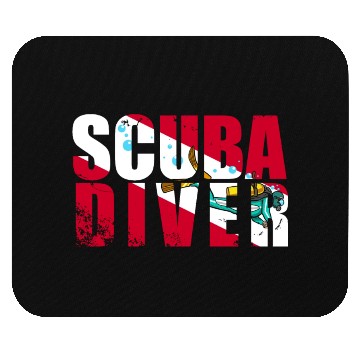 Discover Scuba Diver Red White Flag Vintage Scuba Diving Mouse Pads