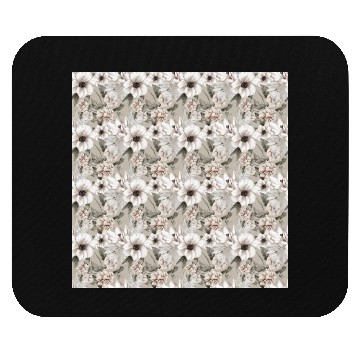 Discover Beige Sage Green Floral Pattern Mouse Pads