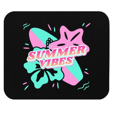 Discover Summer Vibes - Beach, surf, hibiscus and starfish Mouse Pads