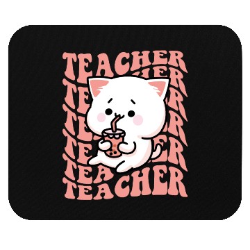 Discover Boba Tea Teacher Cute Kawaii Cat Back To School Mouse Pads