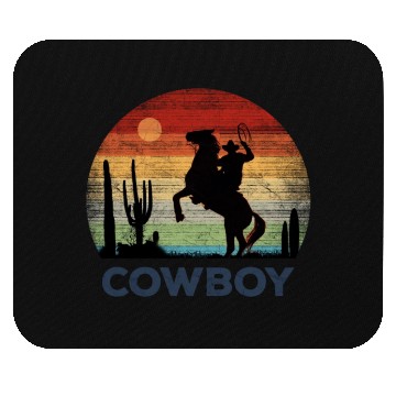 Discover Cowboy - Retro Sunset Mouse Pads
