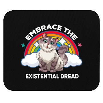 Discover Embrace The Existential Dread Cat Rainbow Mouse Pads