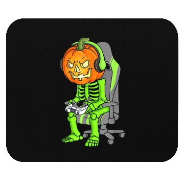 Discover Gaming Halloween Skeleton Jack O Lantern Gamer Boy Mouse Pads