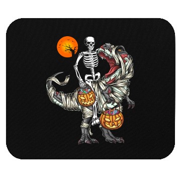 Discover Skeleton Riding Mummy Dinosaur Halloween Gifts Mouse Pads