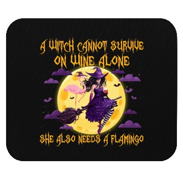 Discover Witch and Flamingo Halloween Mouse Pads